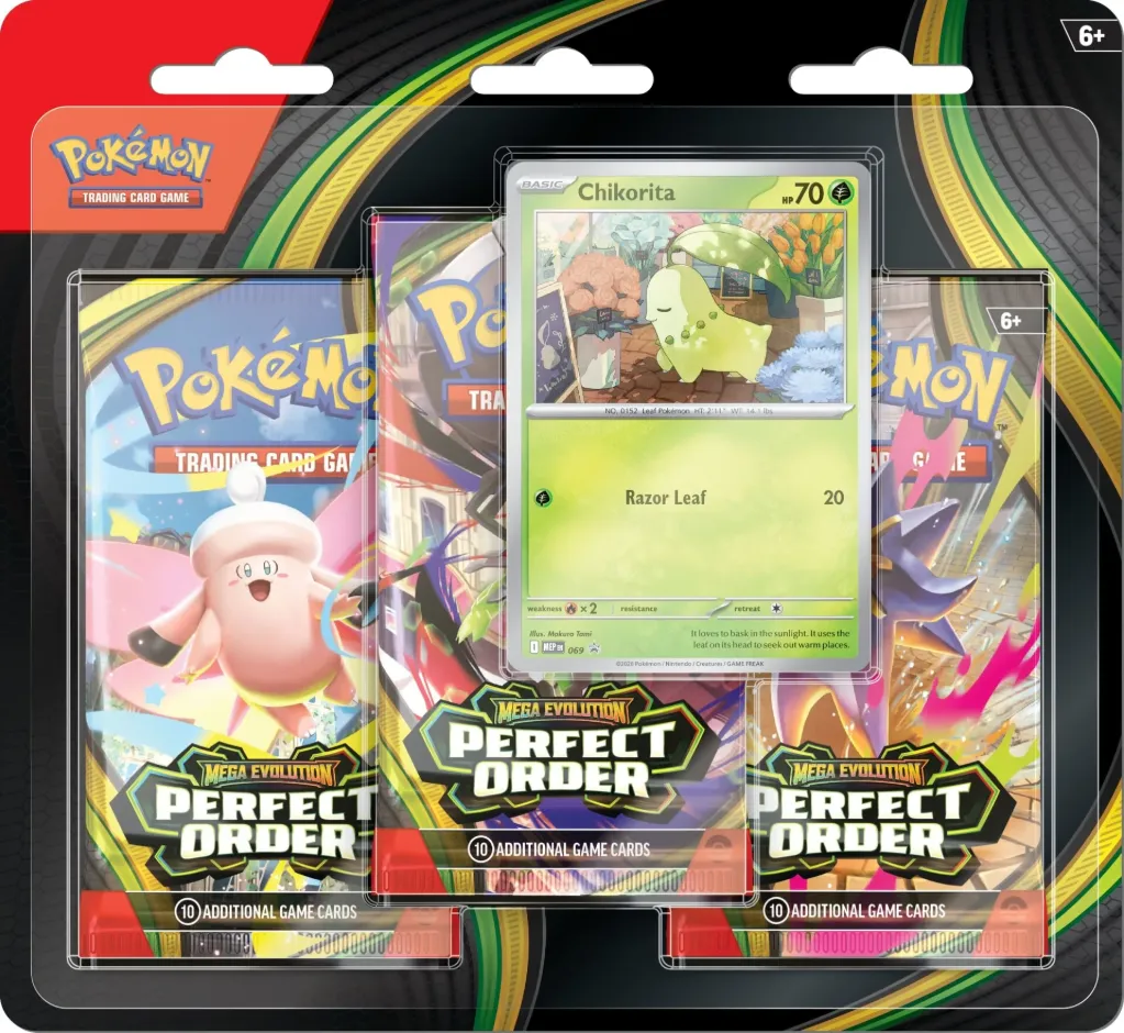 LIVE Opening - Pokémon TCG: Mega Evolution - Perfect Order 3 Booster Packs & Promo Card (Chikorita - 1 Random Set)